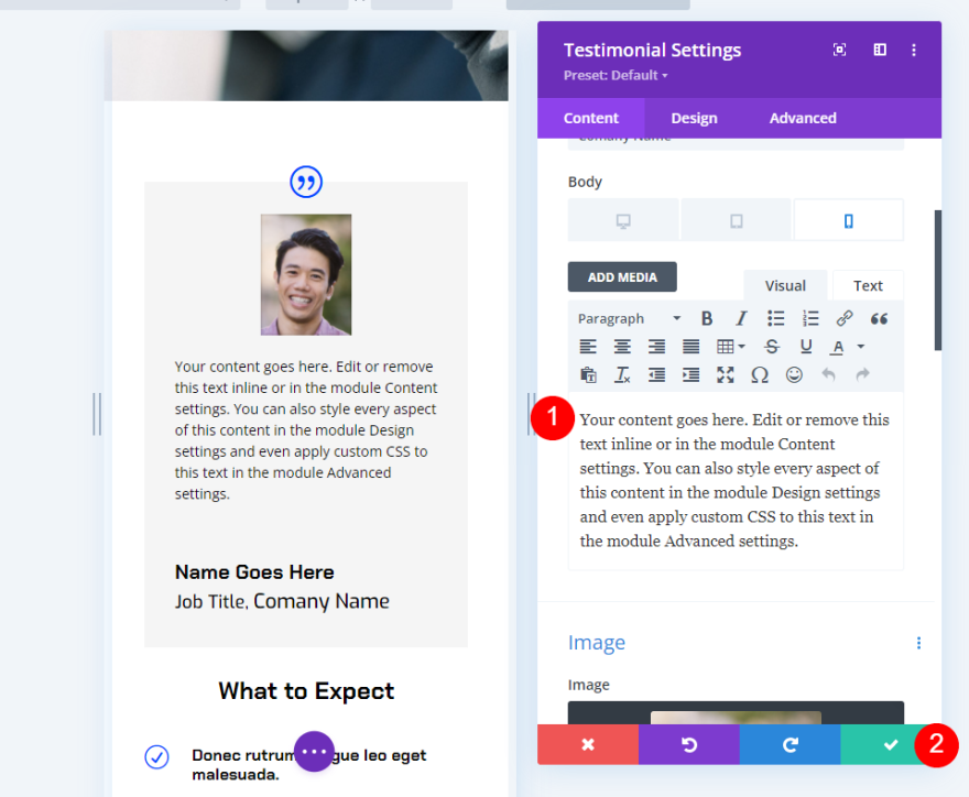 Responsive Testimonial Scenario One เวอร์ชั่นมือถือ