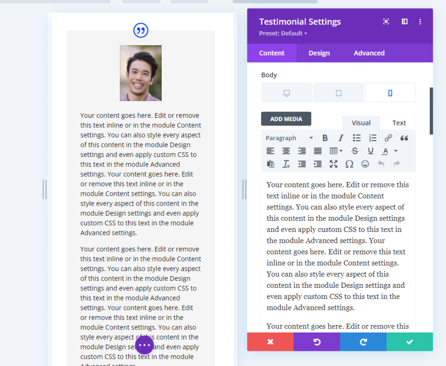 Responsive Testimonial Scenario One เวอร์ชั่นมือถือ