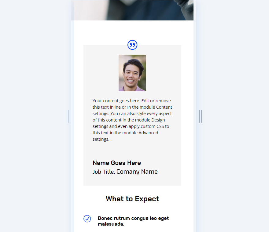 Responsive Testimonial Scenario One เวอร์ชั่นมือถือ