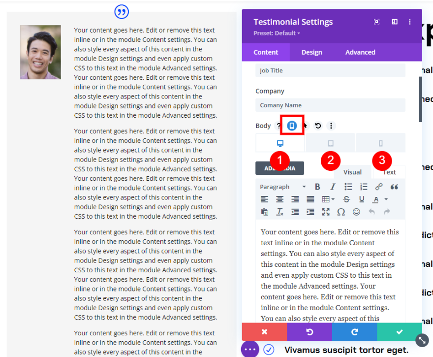 Responsive Testimonial Scenario One เวอร์ชั่นมือถือ