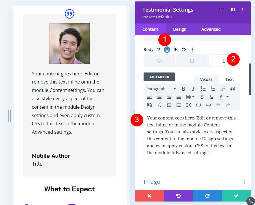 Responsive Testimonial Scenario สองเวอร์ชั่นสำหรับมือถือ