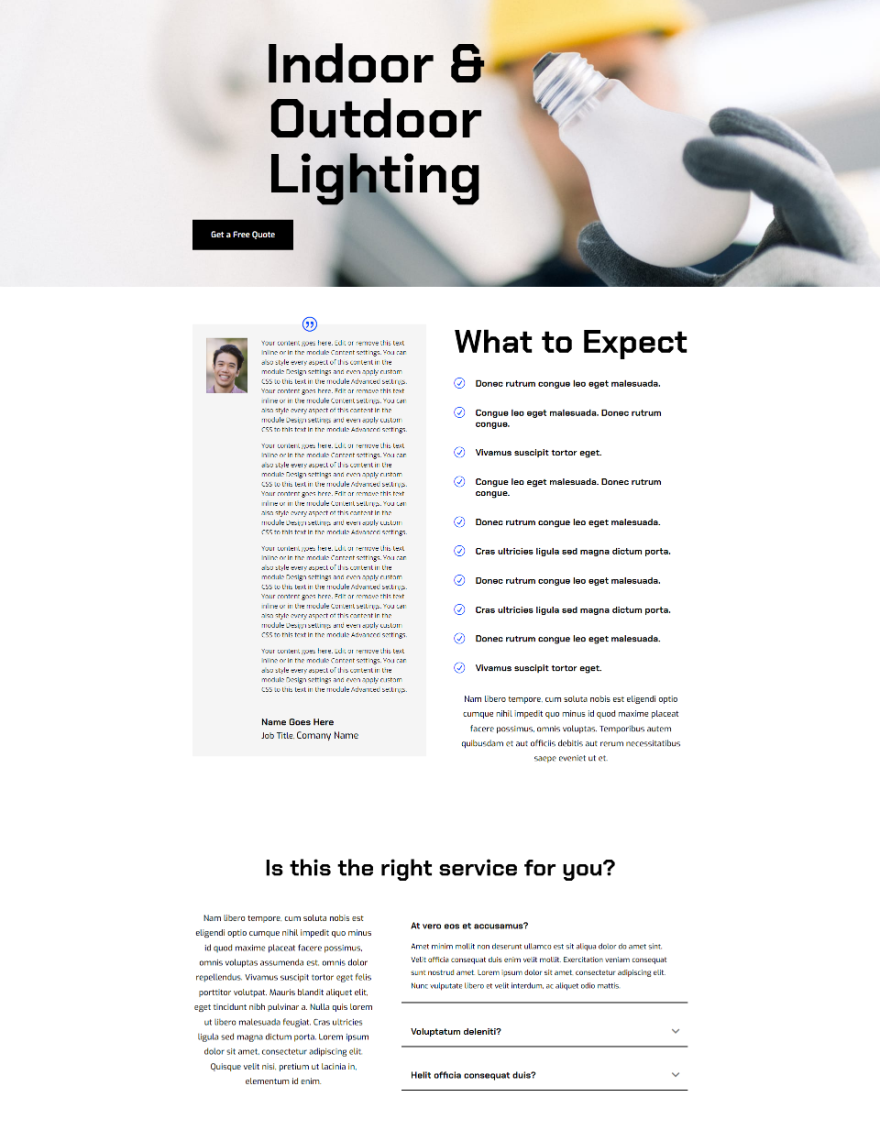 Responsive Testimonial Scenario One เวอร์ชันเดสก์ท็อป