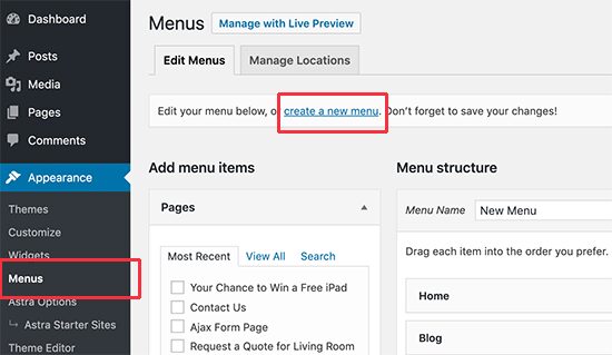 criar menu dropdown do wordpress