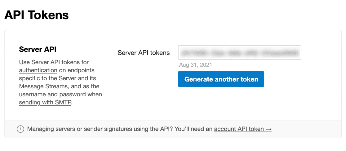 โทเค็น API ตราประทับไปรษณียบัตร