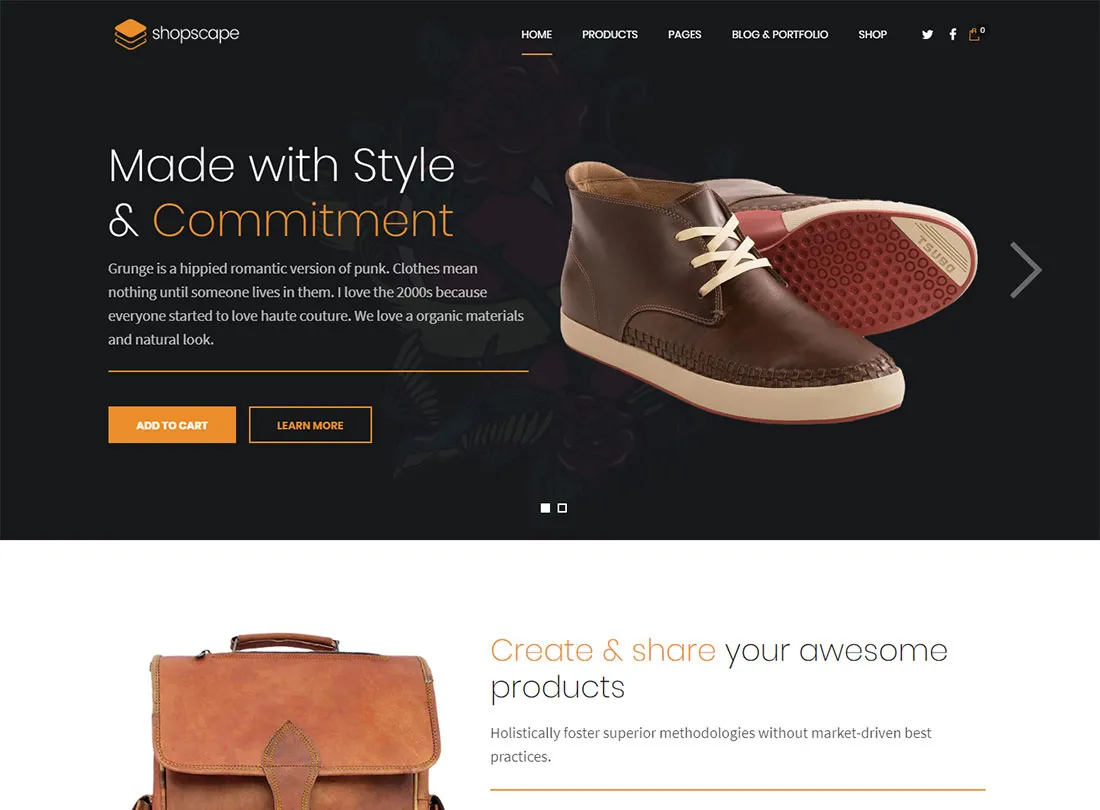 Shopscape - Tema WordPress per un singolo prodotto