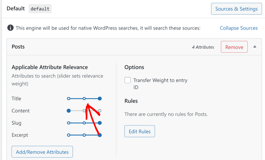 Controles deslizantes de relevância do SearchWP