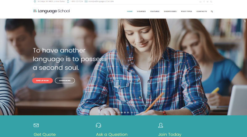 5 Melhores Temas WordPress de Escola de Idiomas e Tradução 6 Language School WordPress Theme