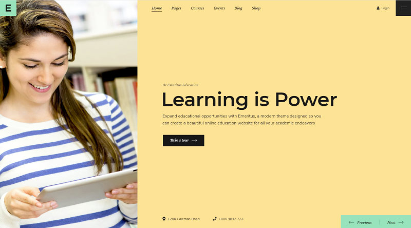 5 Melhores Temas WordPress de Escola de Idiomas e Tradução 3 Emeritus WordPress Theme