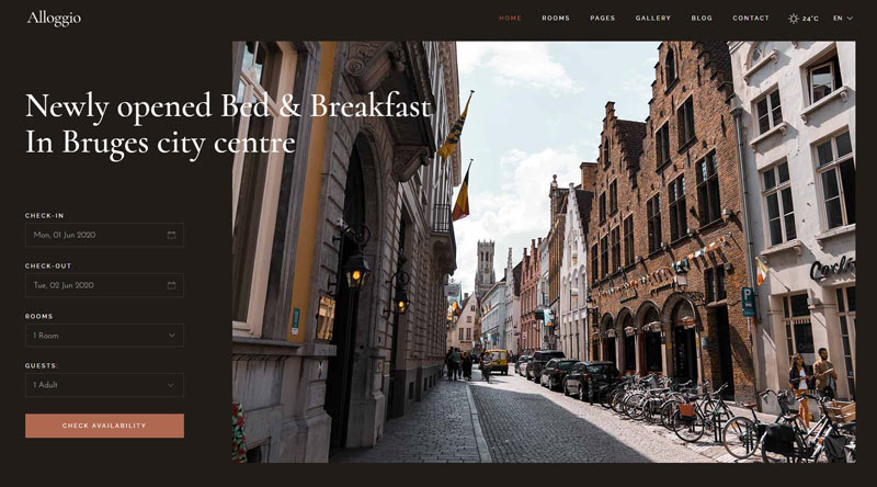 Más de 5 mejores temas de WordPress para resorts que se destacan 5 Alloggio WordPress Theme