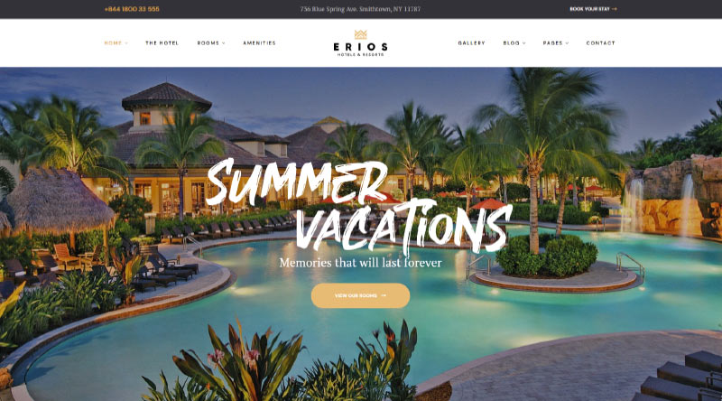 Más de 5 mejores temas de WordPress para resorts que se destacan 7 Erios WordPress Theme