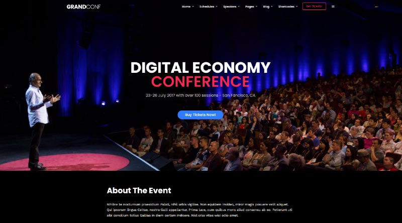 2022년을 위한 20가지 최고의 이벤트 웹사이트 템플릿 11 Grand Conference WordPress Theme