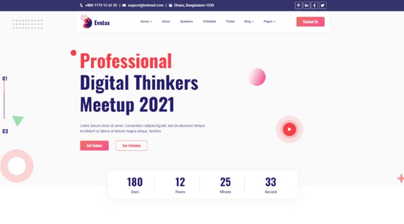 2022년을 위한 20가지 최고의 이벤트 웹사이트 템플릿 20 Evntox WordPress Theme