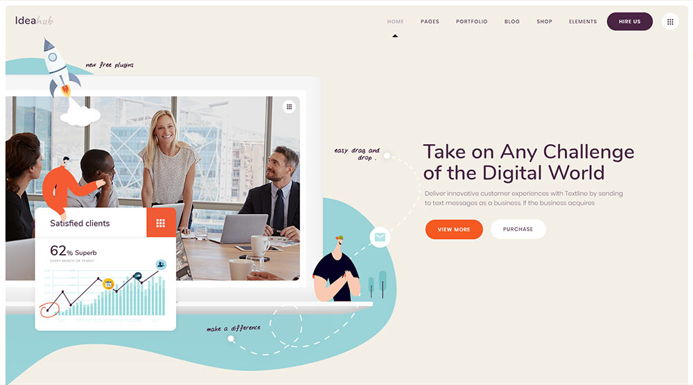 Os 10 temas mais poderosos do WordPress para empresas de TI 6 Ideahub WordPress Theme