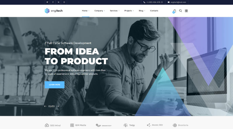 Top 10 Temas WordPress para empresas de TI mais poderosas 11 Engitech WordPress Theme