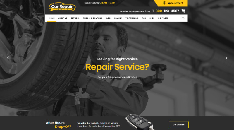 Más de 5 temas de WordPress para servicios de automóviles y reparación de automóviles ideales para ti 6 Car Repair Services WordPress Theme