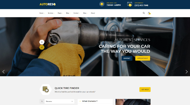 Más de 5 temas de WordPress para servicios de automóviles y reparación de automóviles ideales para ti 7 Autoresq WordPress Theme