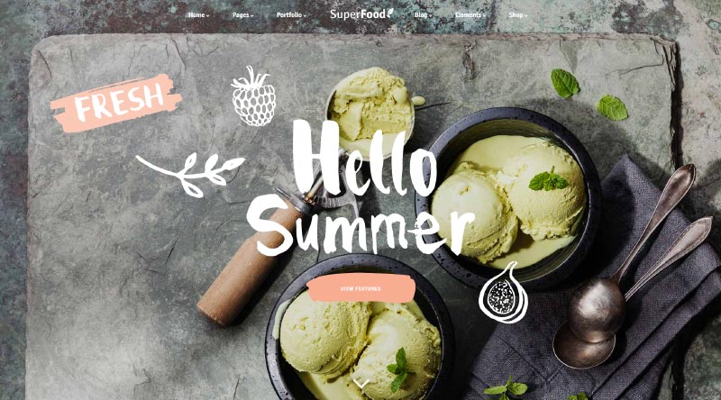 7 个甜冰淇淋 WordPress 主题 4 Superfood Ice Cream WordPress Theme