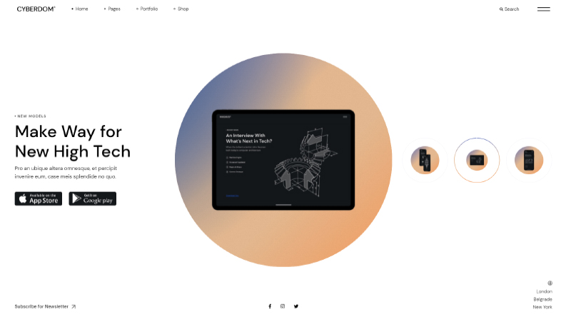 10 ธีม WordPress ที่น่าสนใจที่สุดสำหรับแอพ 10 Cyberdom WordPress Theme