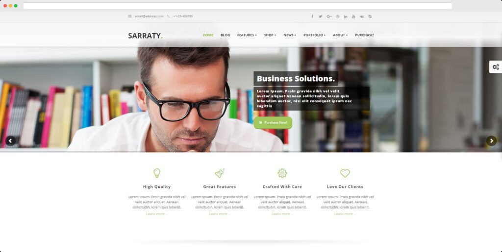 Sarraty ธุรกิจ WordPress ธีม