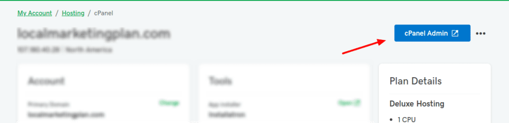 Kunjungi dasbor Admin cPanel