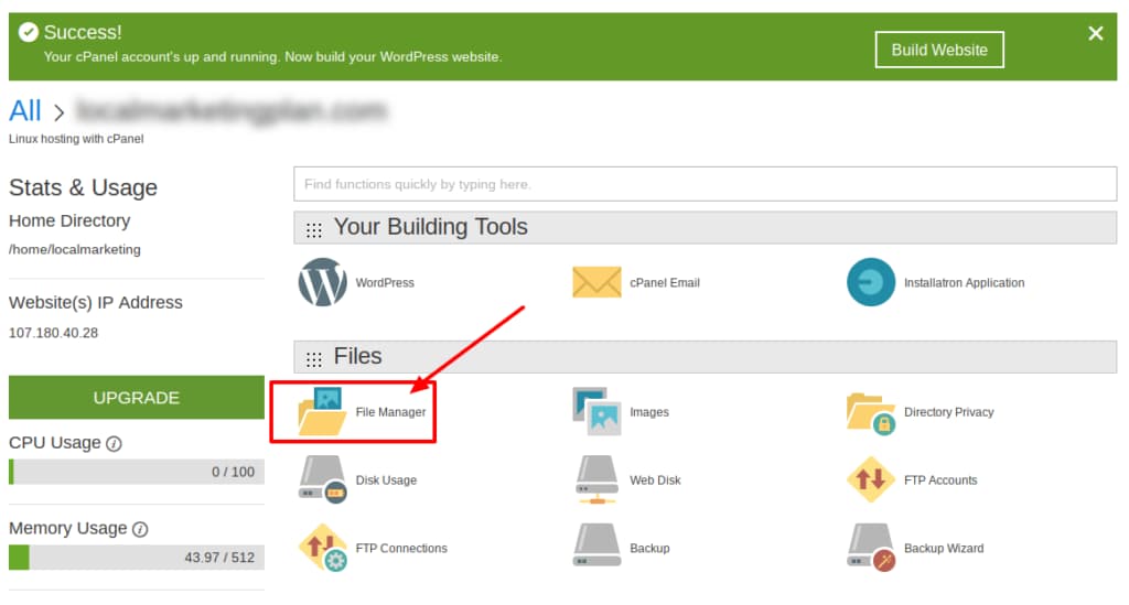 Ikon Manajer File di cPanel