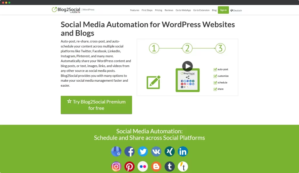 Blog2Social - alat manajemen IG