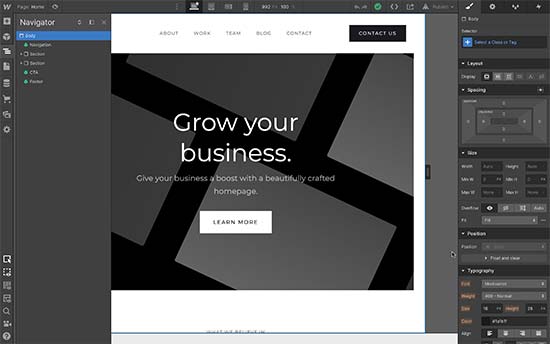 ตัวแก้ไขความง่ายในการใช้งาน Webflow