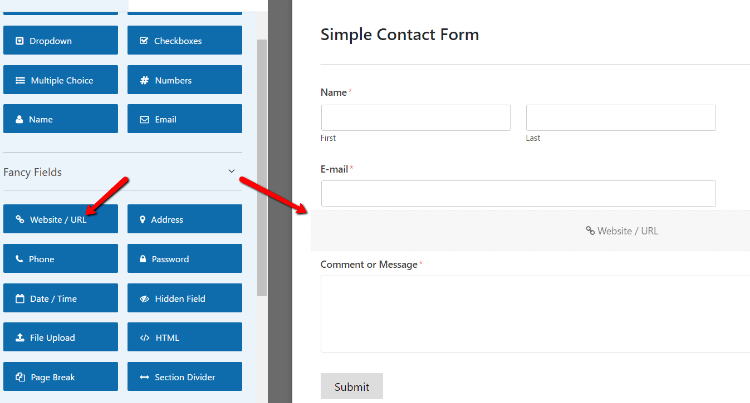 ตัวอย่างอินเตอร์เฟส WPForms