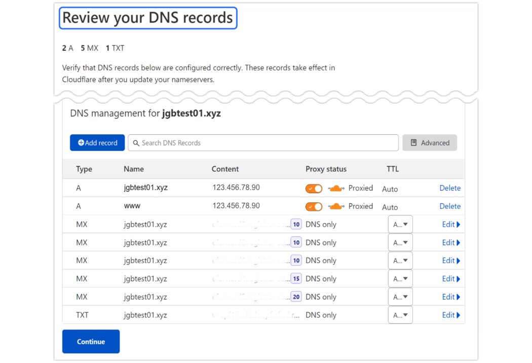 ระเบียน CF DNS