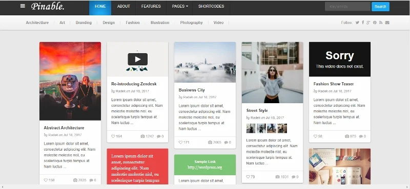 Pinable - Pinterest come il tema WordPress