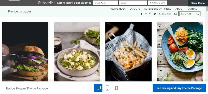 Recipe Blogger - Tema simile a Pinterest per i blogger di cucina