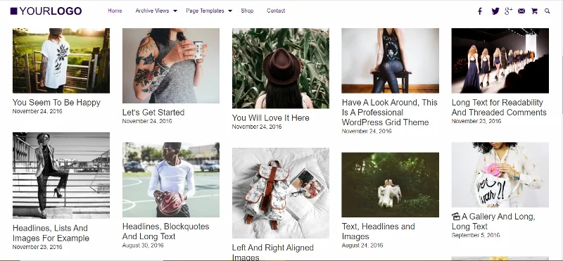 Tema Pinterest per WordPress Super Griglia