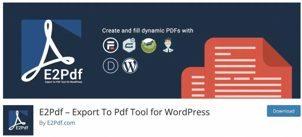 ภาพหน้าจอของ E2PdF pluigin