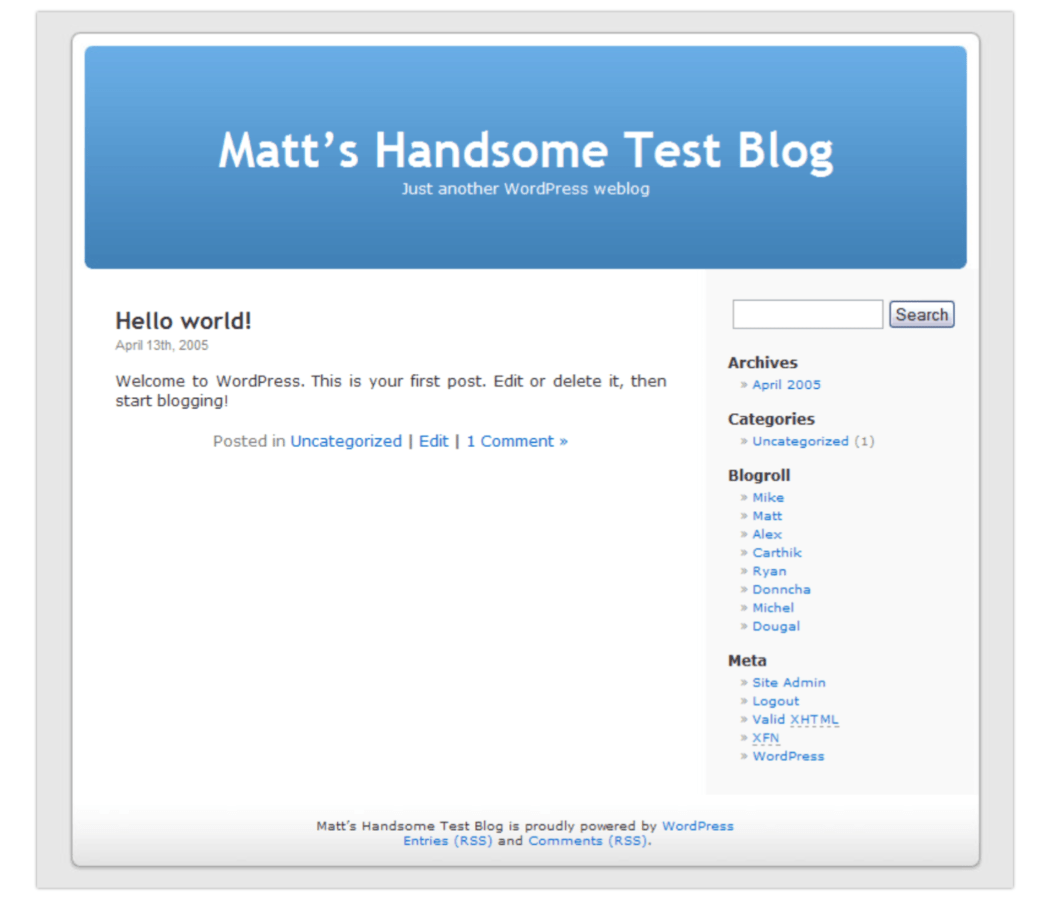 ภาพหน้าจอปี 2005 > บล็อกทดสอบหล่อของ Matt