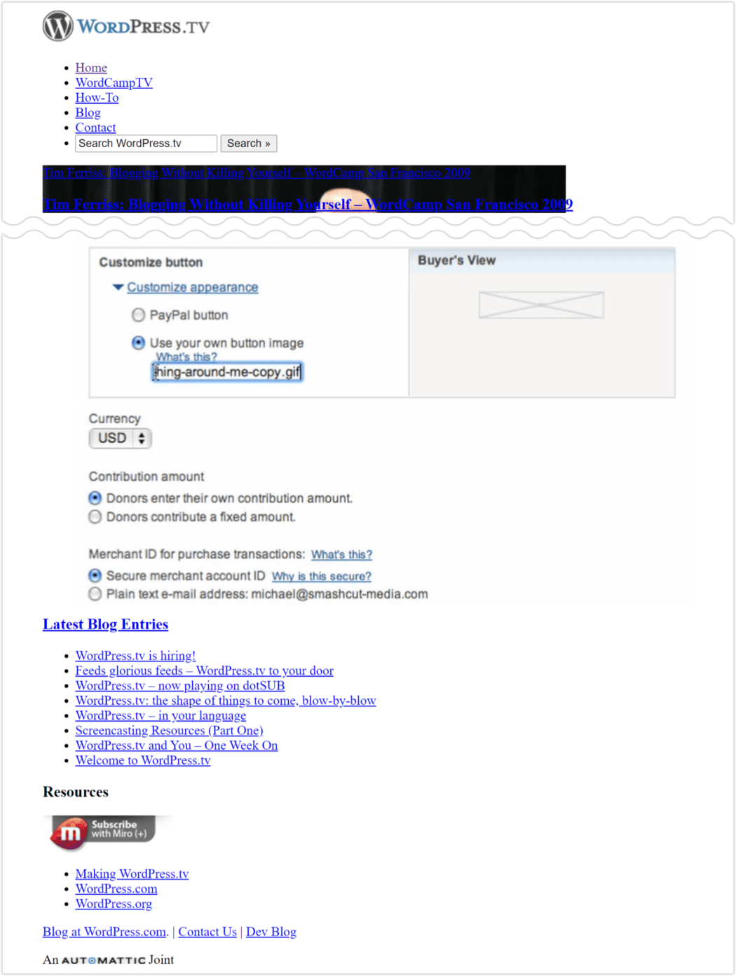 ส่วนท้ายปี 2009 > WordPress.TV