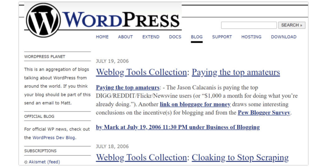 บล็อกปี 2006 > WordPress Planet