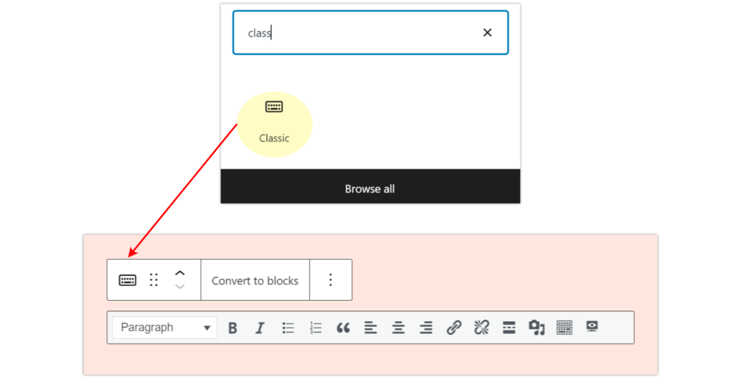 Classic Editor เป็นบล็อกใน Gutenberg