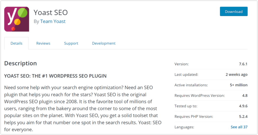 ปลั๊กอินยอดนิยมประจำปี 2018 – Yoast SEO