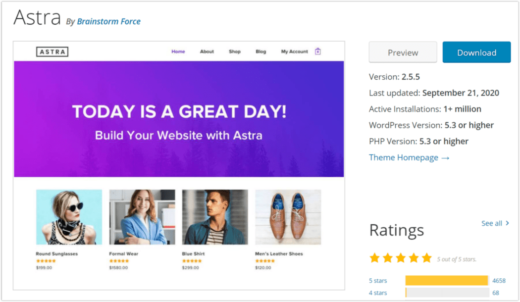 ธีมยอดนิยมประจำปี 2020 – Astra