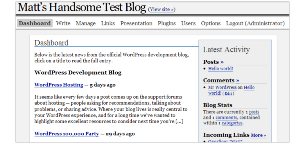 ภาพหน้าจอ 2005 > Dashboard