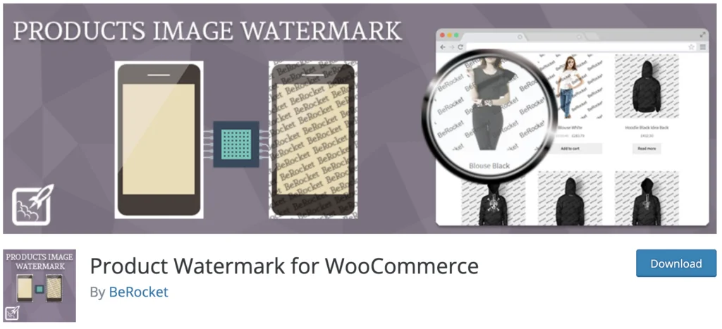 สกรีนช็อตของลายน้ำผลิตภัณฑ์สำหรับ WooCommerce