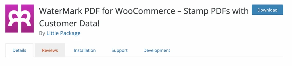 สกรีนช็อตของ WaterMark PDF สำหรับปลั๊กอิน WooCommerce