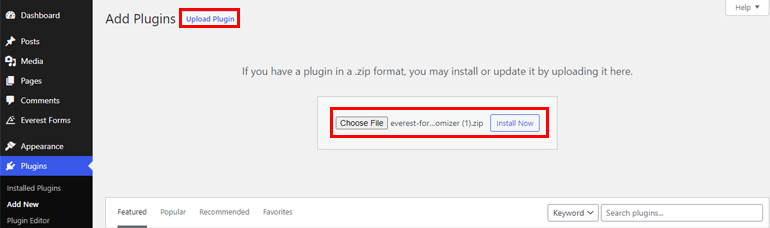 Installazione di Everest Forms Style Customizer