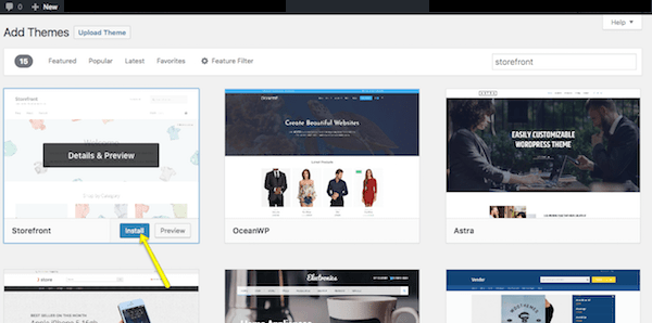 หน้าจอ WordPress เพิ่มธีม