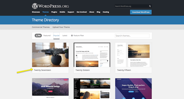 WordPress.org ไดเร็กทอรีธีมฟรี
