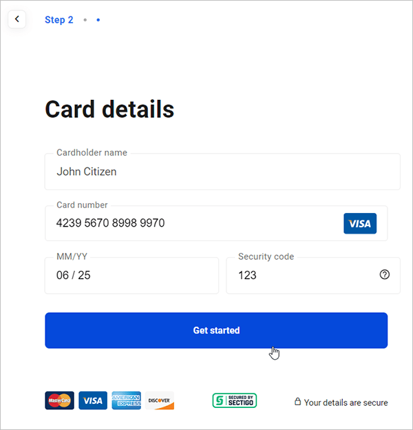 WPMU DEV ตั้งค่าบัญชี รายละเอียดบัตร