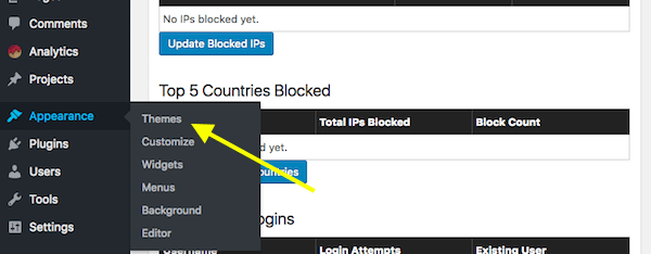 เมนู WordPress - ลักษณะที่ปรากฏ - ธีม