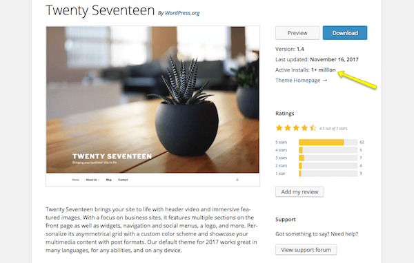 ธีม Twenty Seventeen สำหรับหน้าข้อมูล WordPress