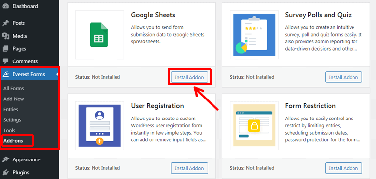 การติดตั้งโปรแกรมเสริมของ Google ชีต
