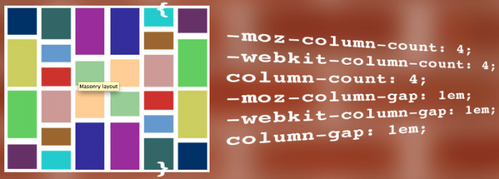 Mauerwerksbild neben CSS für Spaltenzählungen